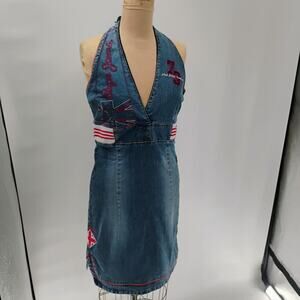Pepe Jeans denim mini jean dress sleeveless button up mini dress women’s size M